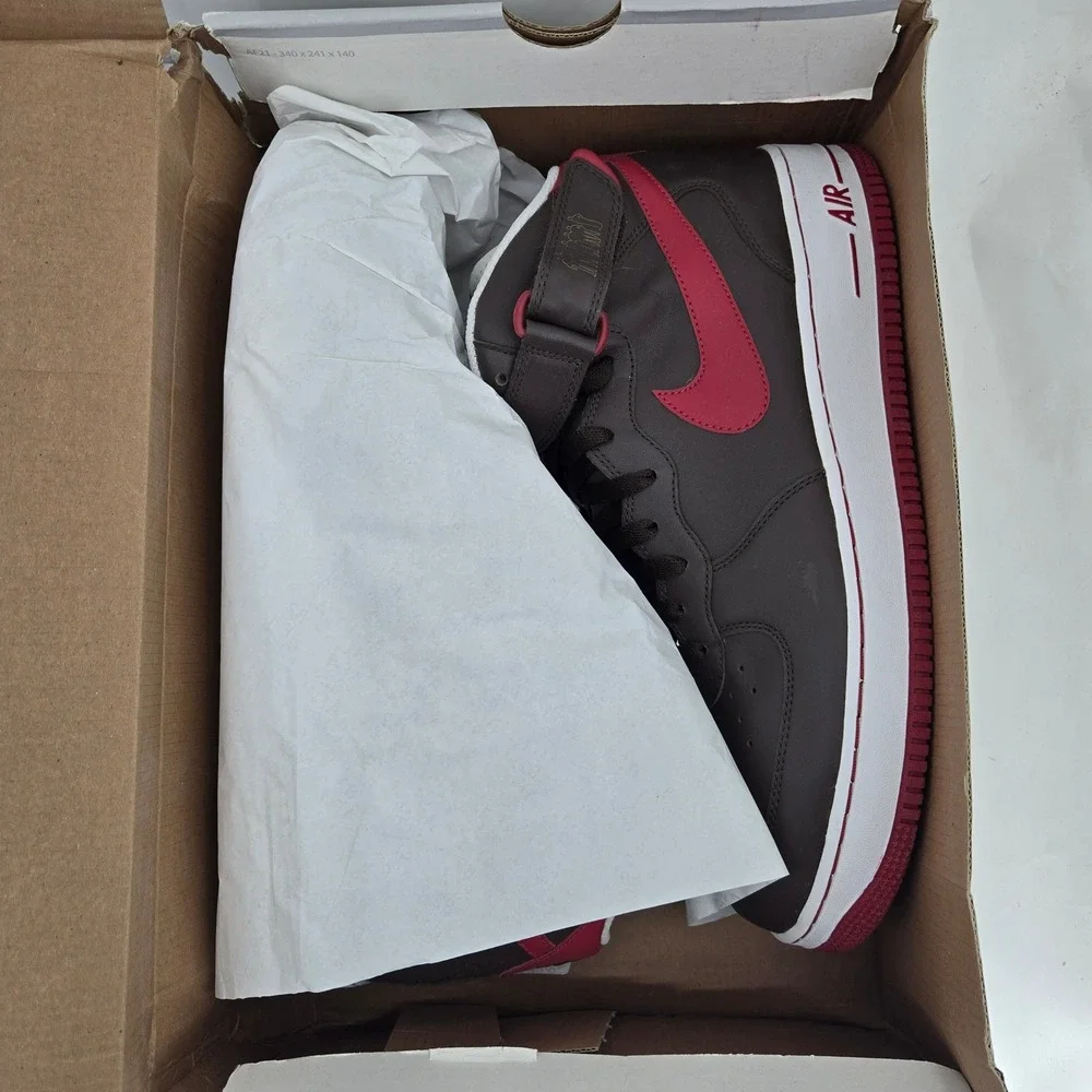 Nike Air Force 1 Mid 07 VTG Players Baroque Brown Varsity Red 315091-261 Mens 13